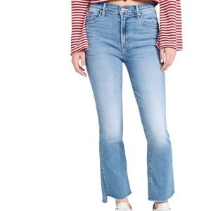 Mother The Insider Crop Step Fray Denim Jeans Limited Edition Blue Size 28